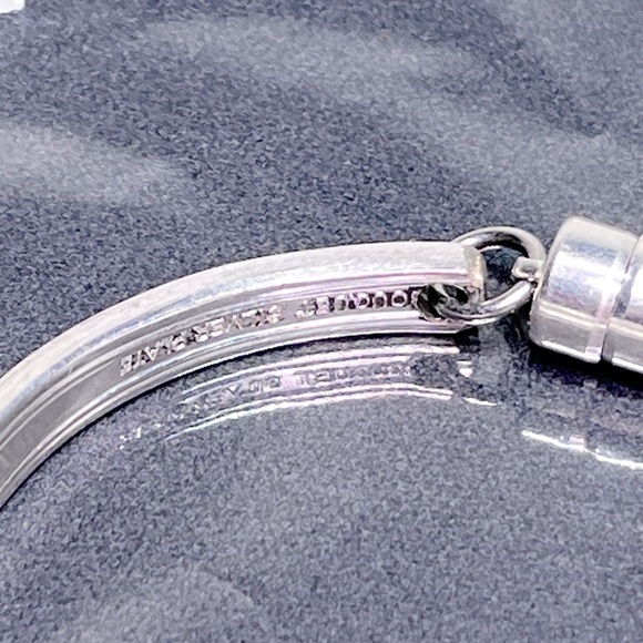 Handmade Bracelet Upcycled Vintage Silverplate Flatware Magnetic, Jade bead - Picture 13 of 13